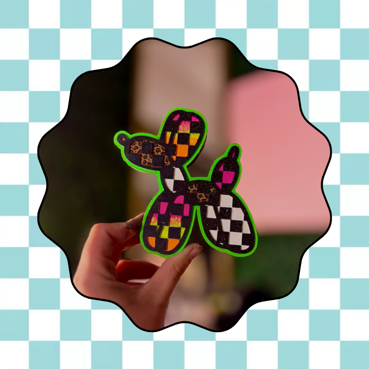 Checkered Balloon Dog Freshie